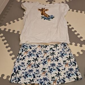 Janie and Jack White and Blue Giraffe Print Set